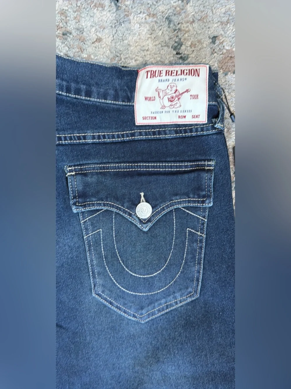 True Religion Ricky Relaxed Straight Jeans - Dark Woodland Blue